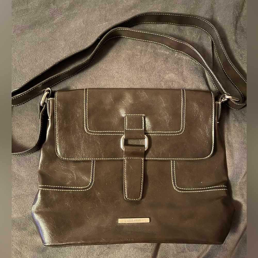 Nine West PVC Dark Brown Shoulder Bag